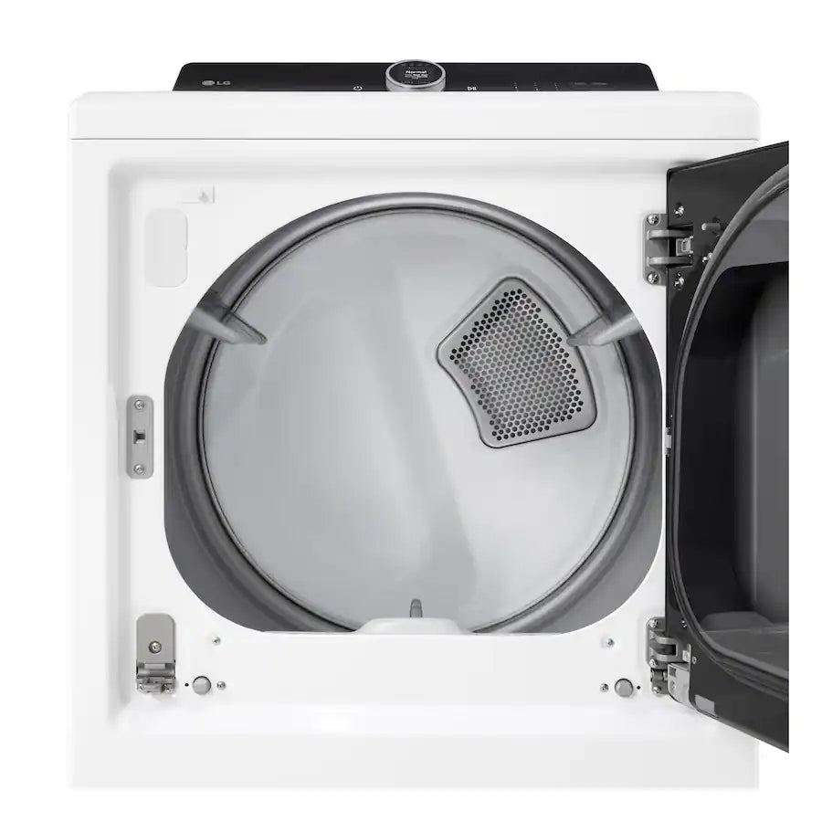 LG 5.5 cu. ft. Mega Capacity Top Load Washer with Impeller in Alpine White WT8400CW - Open Box and LG 7.3 cu. ft. Vented SMART Gas Dryer in White with EasyLoad Door, TurboSteam and Sensor Dry Technology 16269 - DLGX8601WE - Scratch & Dent (Minor)