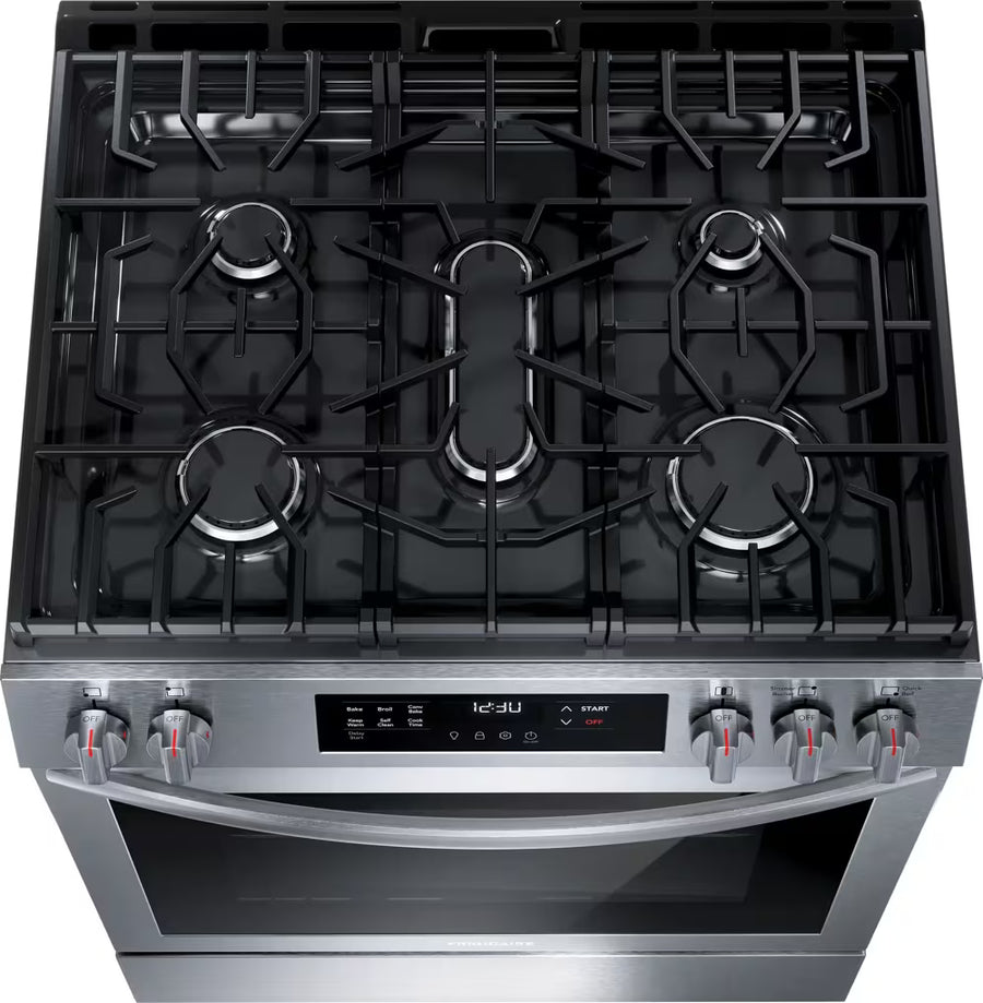 Frigidaire 5 Burners 5.1-cu ft Convection Oven Slide-In Natural Gas Range in Stainless Steel FCFG3083AS - Scratch & Dent (Minor)
