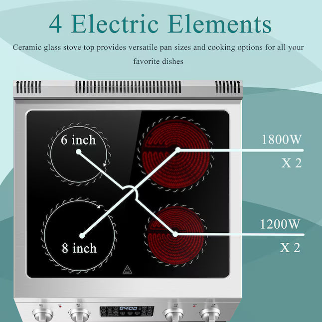 Lanbo 24 in. 4 Burner Elements Freestanding Electric Range in Stainless Steel with Air Fry, Rotisserie and True Convection 251315SD1150 - LBERT24RCSAA - Scratch & Dent (Minor)
