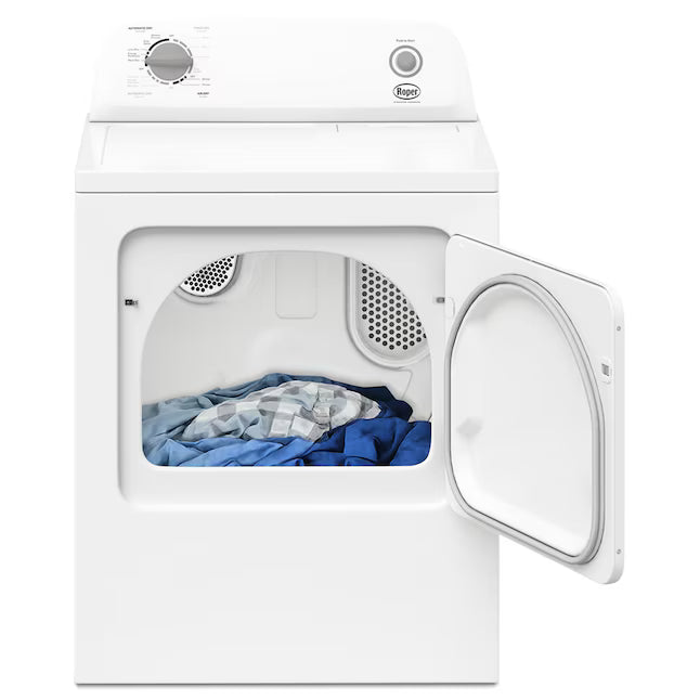 Roper by Whirlpool 6.7-cu ft Vented Electric Dryer in White RED3005TW - Scratch & Dent (Minor)