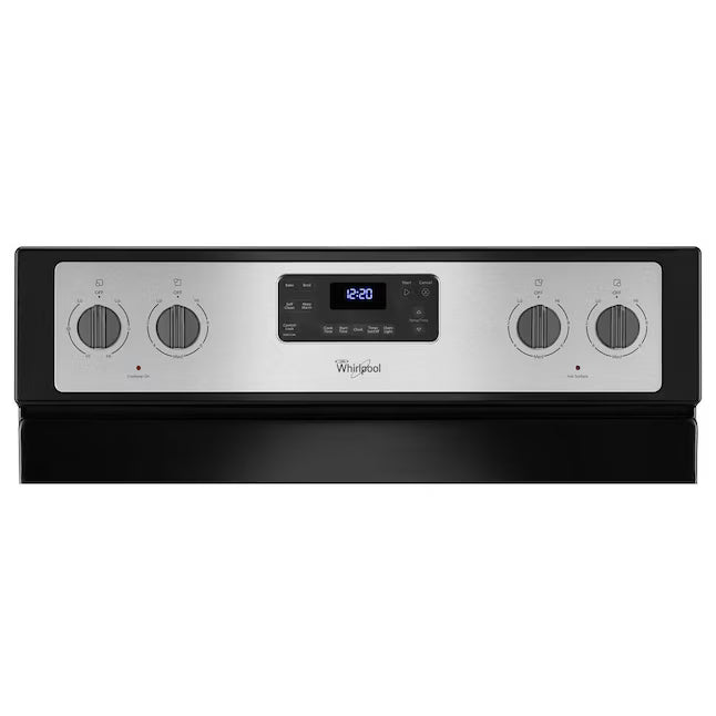 Whirlpool 30-in Glass Top 4 Burners 5.3-cu ft Freestanding in Black-on-Stainless WFE515S0ES - Certified Refurbished
