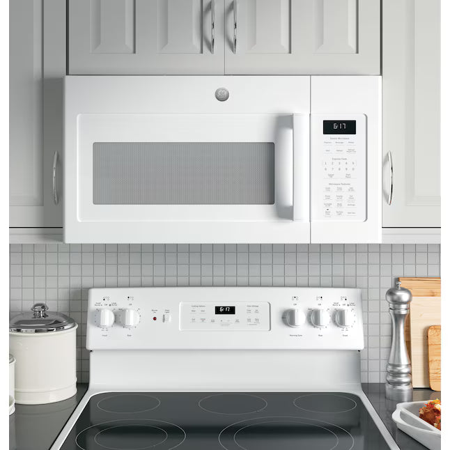 GE 1.7-cu ft Over-the-Range Microwave with Sensor Cooking in White Open Box - JVM6175DKWW