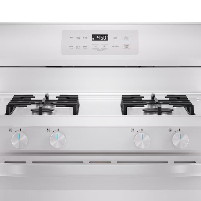 Midea 6.1 cu. ft. 4-Burner Freestanding Gas Range with Steam Cleaning 22442611 -MGR30S2AWW - Scratch & Dent (Minor)