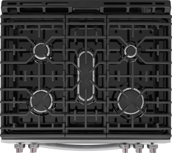 Frigidaire Gallery 5 burners 5.1-cu ft Air Fry Convection Oven Freestanding Natural Gas Range in Stainless Steel 20531SD518- GCFG3059BF - Scratch & Dent (Minor)