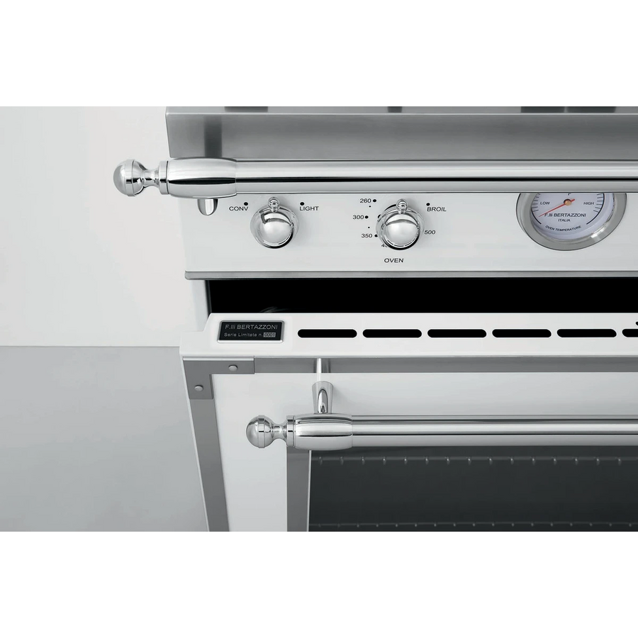 Bertazzoni 36 Inch Freestanding Dual Fuel Range with 6 Sealed Burners, 5.7 cu. ft. Capacity, Continuous Grates, Self-Cleaning, and 19000 BTU Power Burner HER366BCFEPXT - Open Box