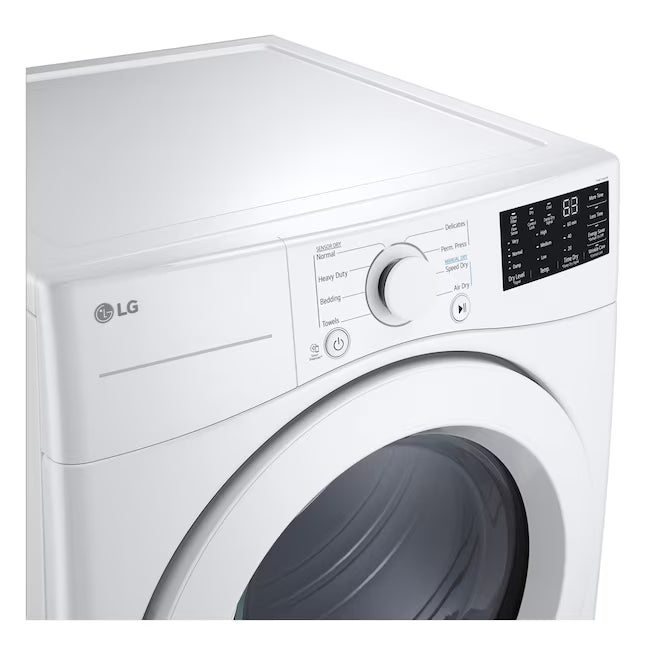 LG 7.4 cu. ft. Vented Stackable Electric Dryer in White with Sensor Dry Technology 22231SD290 - DLE3470W - Scratch & Dent (Minor)