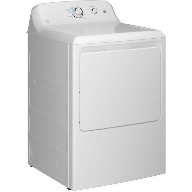 GE White Electric 6.2 Cu. Ft. Capacity Dryer with Shallow Depth and Up to 120 Ft. Venting Capability 22421754 - GTX33EASKWW - Open Box