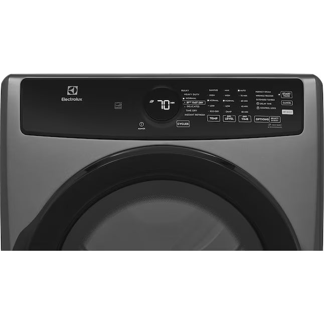 Electrolux 8-cu ft Stackable Vented Electric Dryer with Steam Cycle in Titanium ELFE7437AT - Scratch & Dent (Minor)