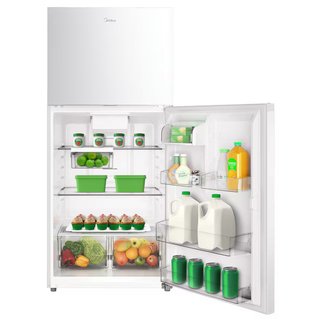 Midea Fingerprint Resistant 20.5-cu ft Top-Freezer Refrigerator (White) Garage Ready ENERGY STAR Certified MRT21D3BWW - Open Box