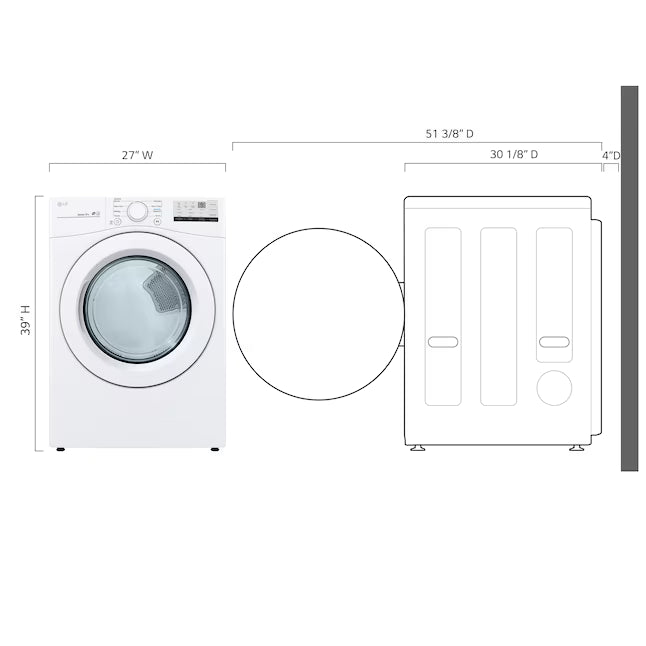 LG 7.4 cu. ft. Ultra Large Capacity Front Load Gas Dryer in White 31133SD158 - DLG3401W - Scratch & Dent (Moderate)