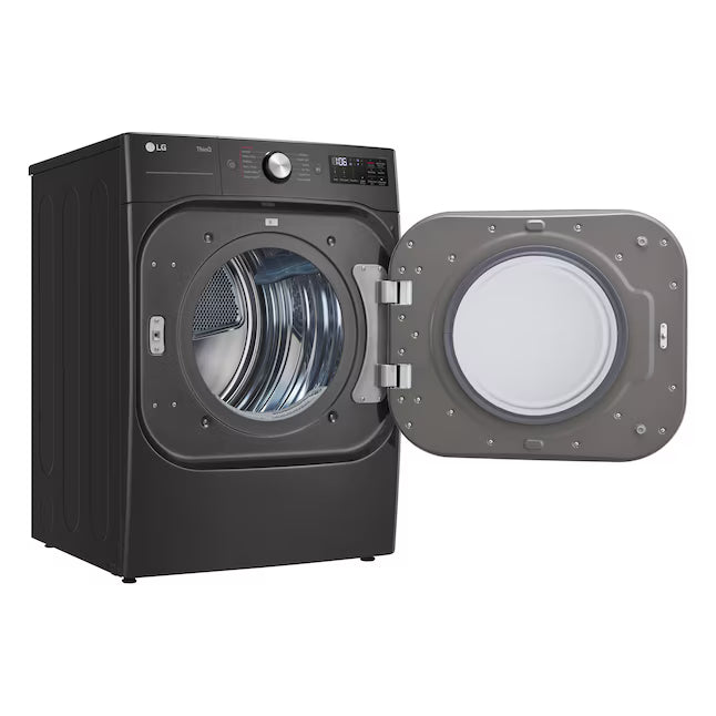 LG Black Steel 9.0 cu. ft. Mega Capacity Smart Wi-fi Enabled Front Load Gas Dryer with TurboSteam™ and Built-In Intelligence DLGX8901B - Scratch & Dent (Minor)