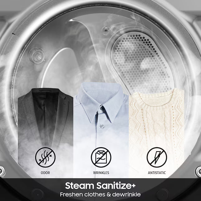 Samsung White Smart Electric 7.4 Cu. Ft. Dryer with Sensor Dry and Steam Sanitize+ 22131SD75 - DVE52A5500W - Open Box