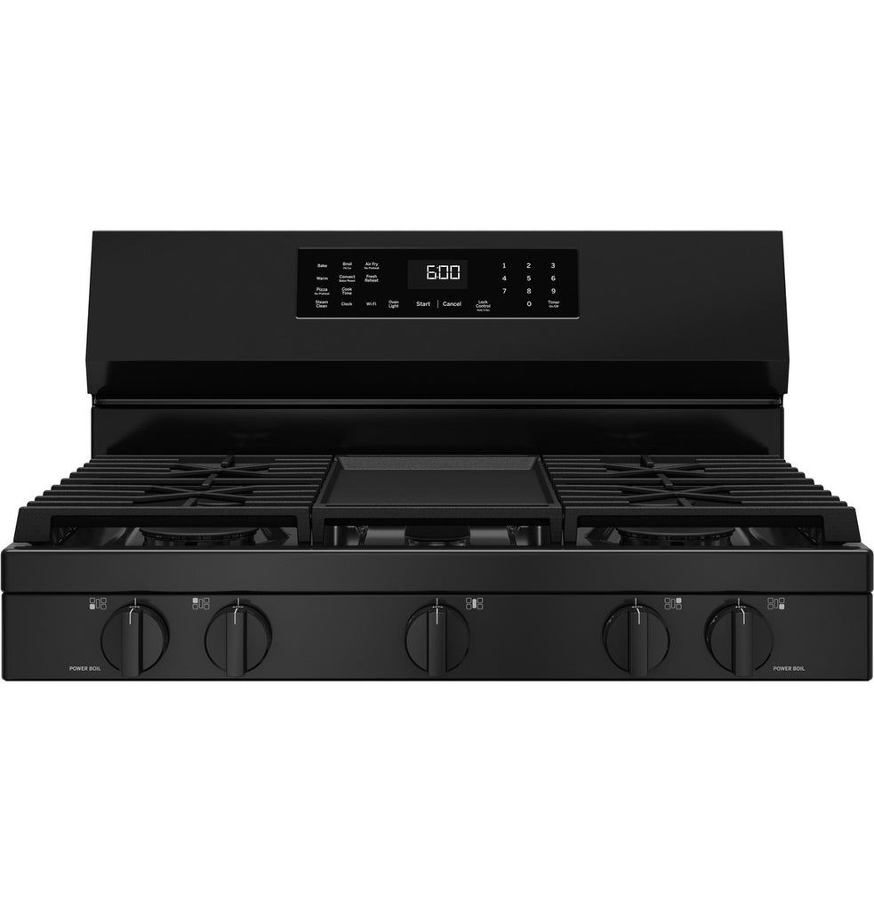 Pictures of GE® 30" Free-Standing Gas Convection Range with No Preheat Air Fry and EasyWash™ Oven Tray GGF600AVBB - New in Box - Neu Appliance Outlet - Discount Appliance Outlet in Austin, Tx