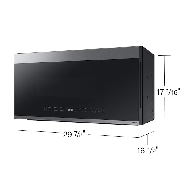 Samsung Bespoke 2.1 Cu. Ft. Over-the-Range Microwave with Sensor Cooking and Edge to Edge Glass Display in Stainless Steel 251316SD1175 - ME21DG6500SR - Open Box