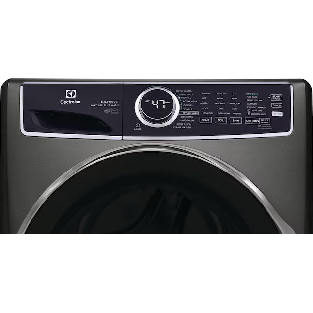 Electrolux Titanium Front Load 600 Series 4.5 Cu. Ft. Washer with Smartboost ELFW7637AT - Scratch & Dent (Moderate) and Electrolux 8 cu. ft. vented Front Load Stackable 600 Series Electric Dryer with LuxCare Dry 16248 - ELFE7637AT - Scratch & Dent (Minor)