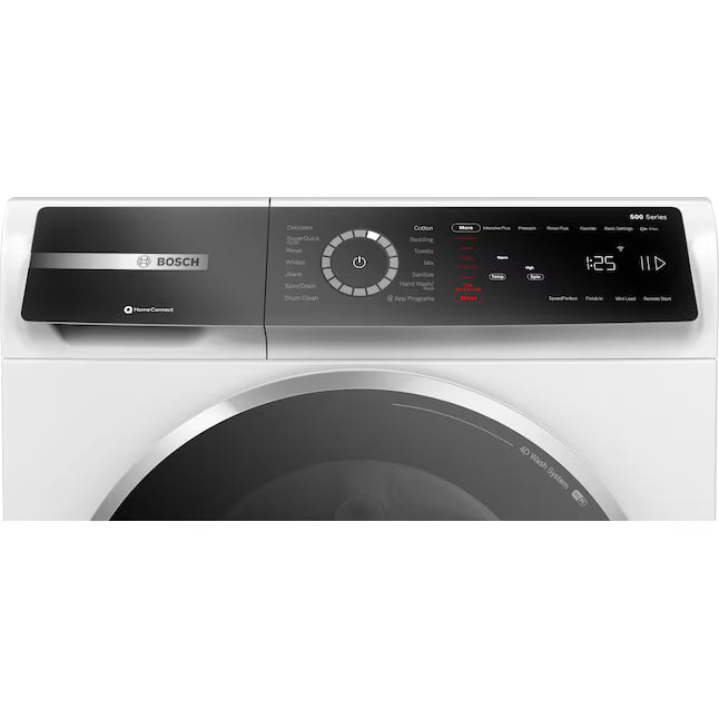 Bosch 500 Series 24 in. 2.4 cu. ft. Stackable Front Load Compact Washer in White WGB24600UC - Open Box and Bosch 500 Series 4-cu ft Stackable Ventless Electric Dryer with Steam Cycle in White WQB245B0UC - Scratch & Dent (Moderate)