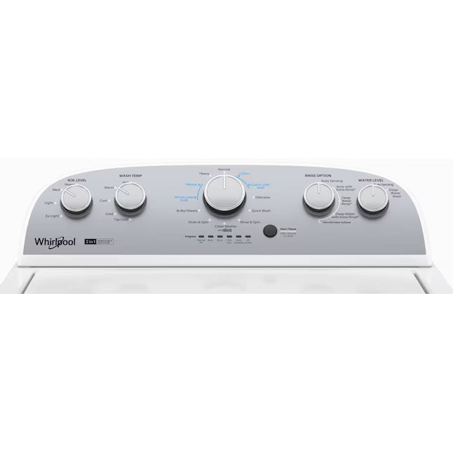Whirlpool 3.8–3.9 Cu. Ft. Top Load Washer with 2 in 1 Removable Agitator and Soil Level Selection WTW4957PW - Scratch & Dent (Minor) and Whirlpool White Electric 7.0 Cu. Ft. Dryer with Auto Dry 16186 - WED4950HW - Scratch & Dent (Minor)