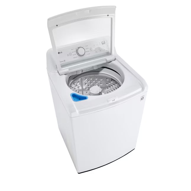 LG 4.3 cu. ft. Ultra Large Capacity Top Load Washer with 4-Way™ Agitator WT7005CW - Scratch & Dent (Minor) and LG 7.3 Cu. Ft. Electric Rear Control Ultra Large Capacity Dryer with Sensor Dry DLE6100W - Open Box