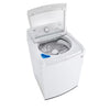 LG 4.3 cu. ft. Ultra Large Capacity Top Load Washer with 4-Way™ Agitator WT7005CW - Certified Refurbished and LG 7.3 Cu. Ft. Electric Rear Control Ultra Large Capacity Dryer with Sensor Dry 16082 - DLE6100W - Scratch & Dent (Minor)