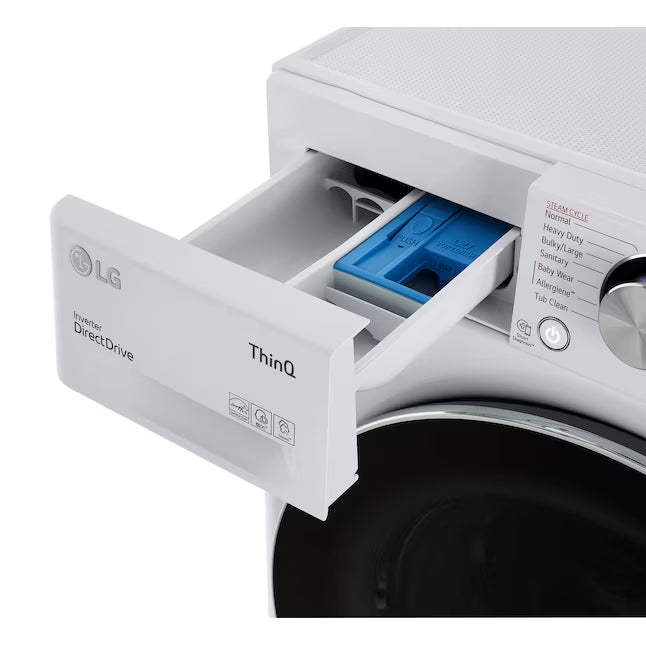 LG White 2.4 cu.ft. Smart Wi-fi Enabled Compact Front Load Washer with Built-In Intelligence 251315SD1129 - WM1455HWA - Scratch & Dent (Minor)