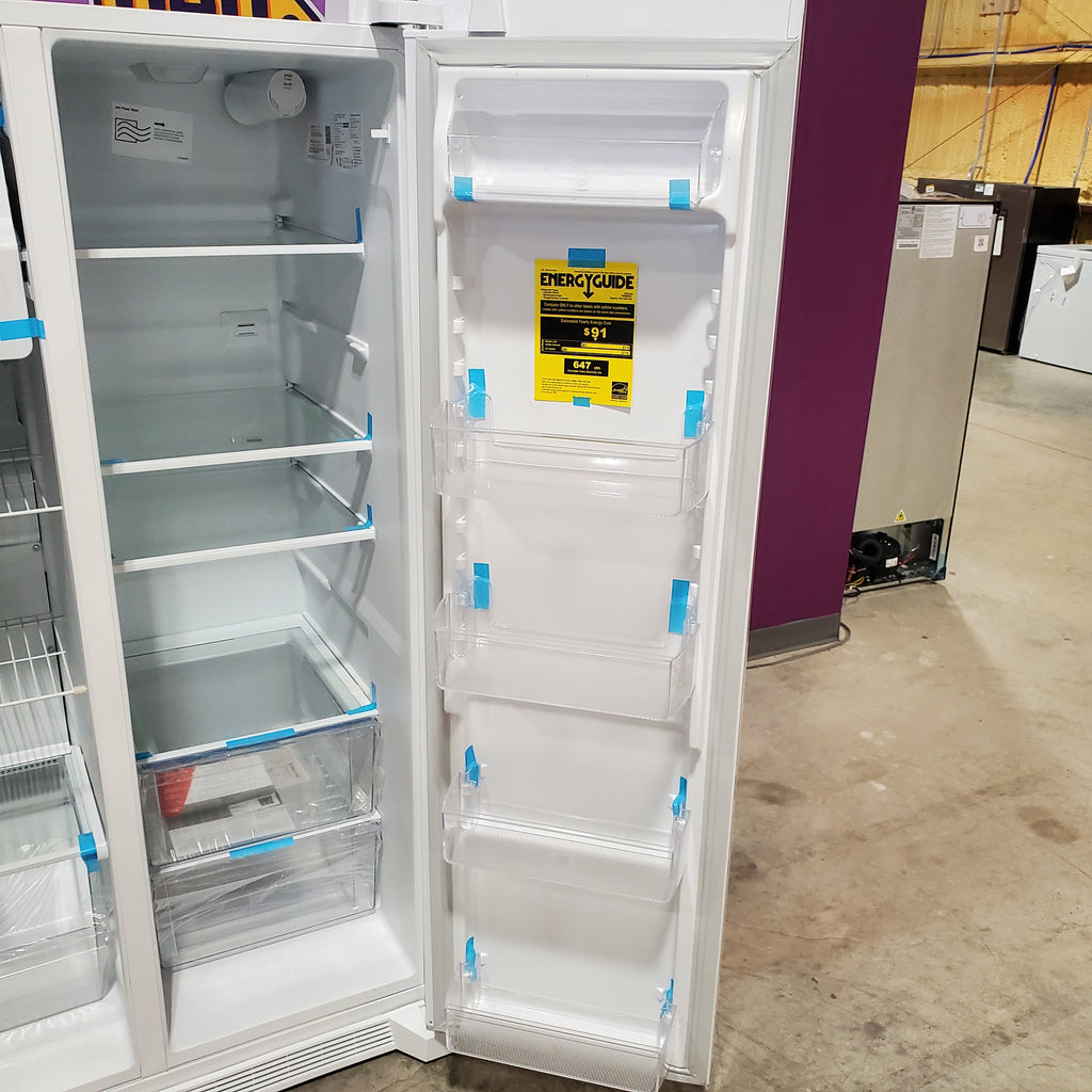 Frigidaire 25.6 cu. ft. Side by Side Refrigerator in White with Exterior Ice and Water Dispenser 26SD009 - FRSS2623AW - Scratch & Dent (Minor)