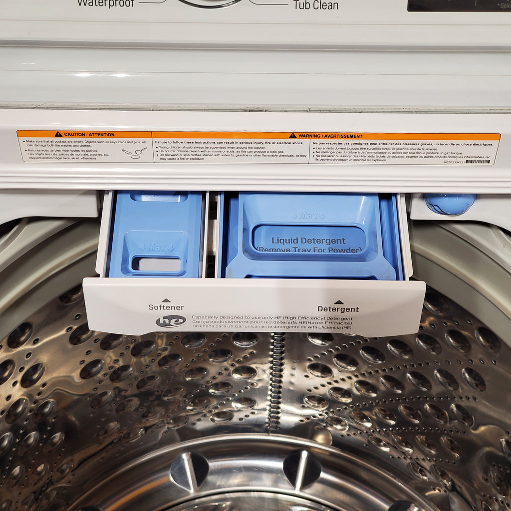 Pictures of LG 4.5 cu. ft. Top Load Washer with Impeller WT7100CW - Certified Refurbished and LG 7.3 cu. ft. Ultra Large Capacity Electric Dryer with EasyLoad™ Door 16084 - DLE7400WE - Certified Refurbished - Neu Appliance Outlet - Discount Appliance Outlet in Austin, Tx