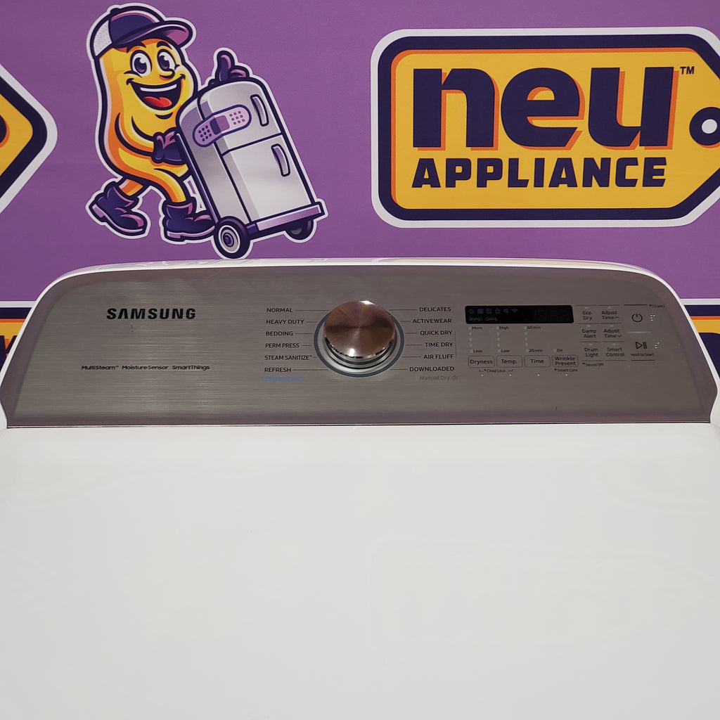 Samsung White Smart Electric 7.4 Cu. Ft. Dryer with Sensor Dry and Steam Sanitize+ 24SD10 - DVE52A5500W - Scratch & Dent (Minor)