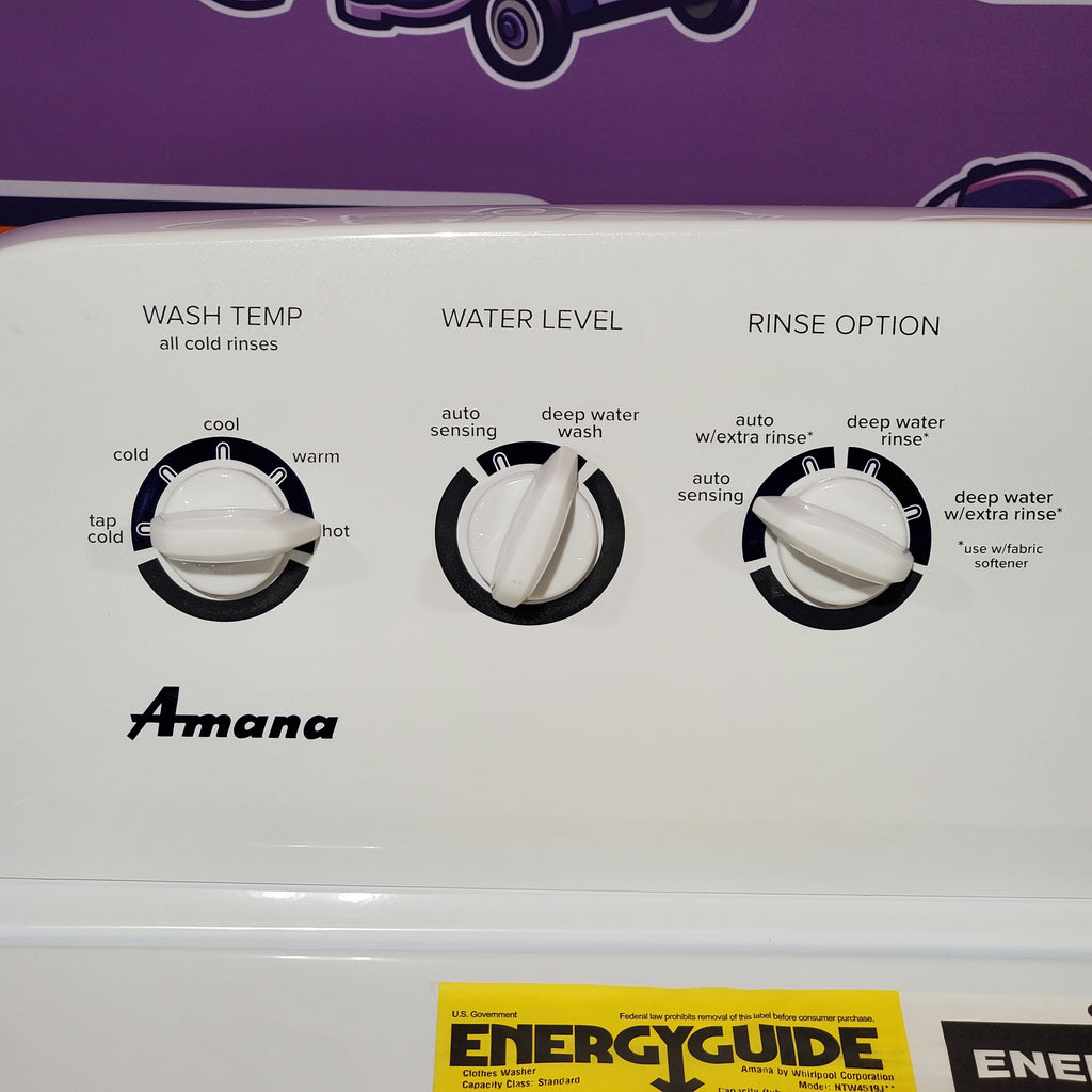 Amana Top Load 3.8 Cu. Ft. Washer with High Efficiency Agitator in White 24SD24 - NTW4519JW - Scratch & Dent (Minor)