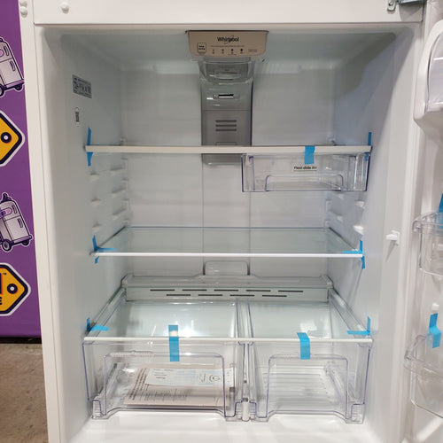 Whirlpool 33" Wide Top Freezer 20.5 cu ft Refrigerator with Ice Maker and Frameless Glass Shelves and Flexi-Slide Bin 3SD862 - WRT311FZDW - Scratch & Dent (Minor)