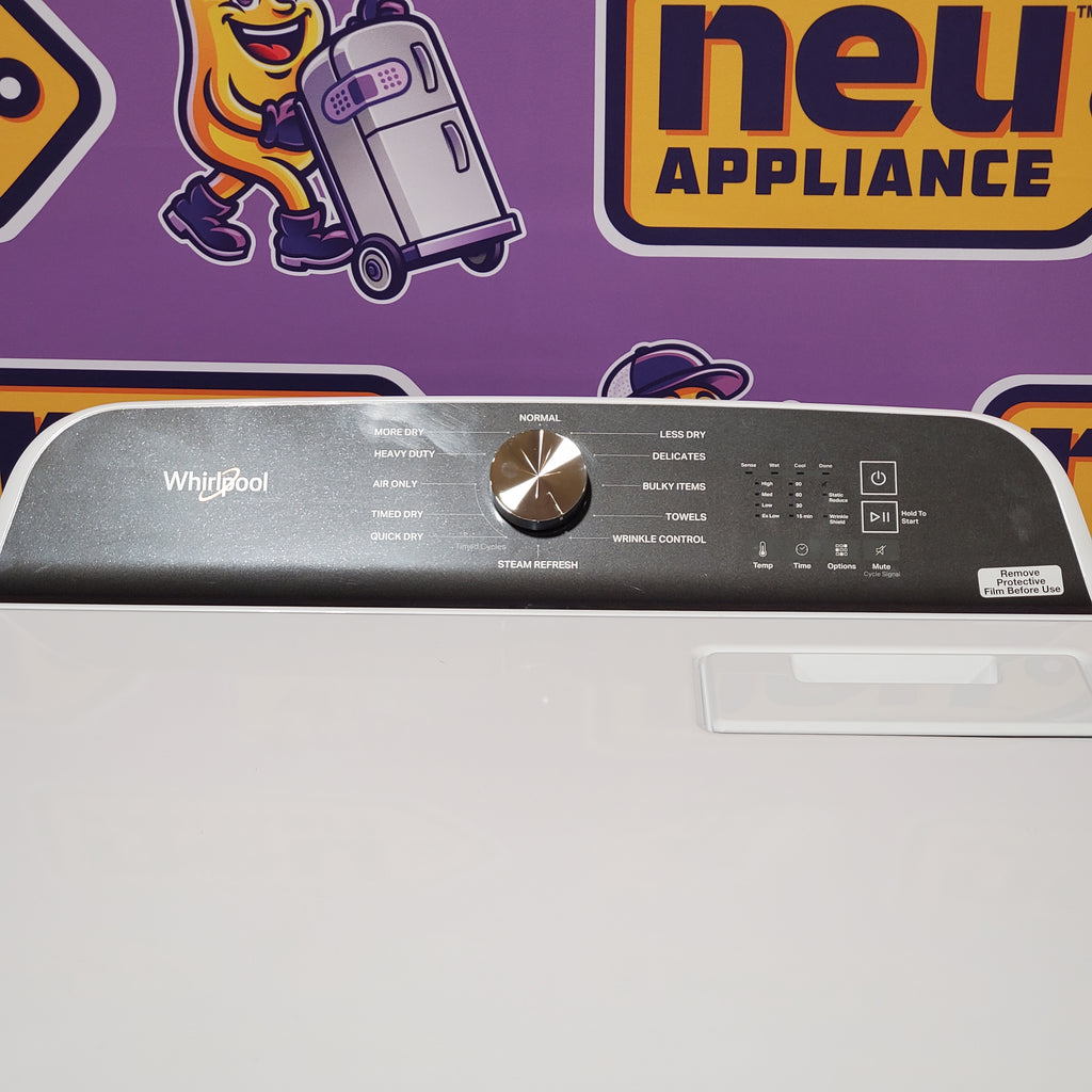 Whirlpool 4.6 Cu. Ft. Top Load Impeller Washer with Built-in Faucet WTW5020SW  - Scratch & Dent (Moderate) and Whirlpool® 7.0 Cu. Ft. Electric Dryer with Moisture Sensor and Steam Refresh Cycle 16144 - WED6150PW - Open Box