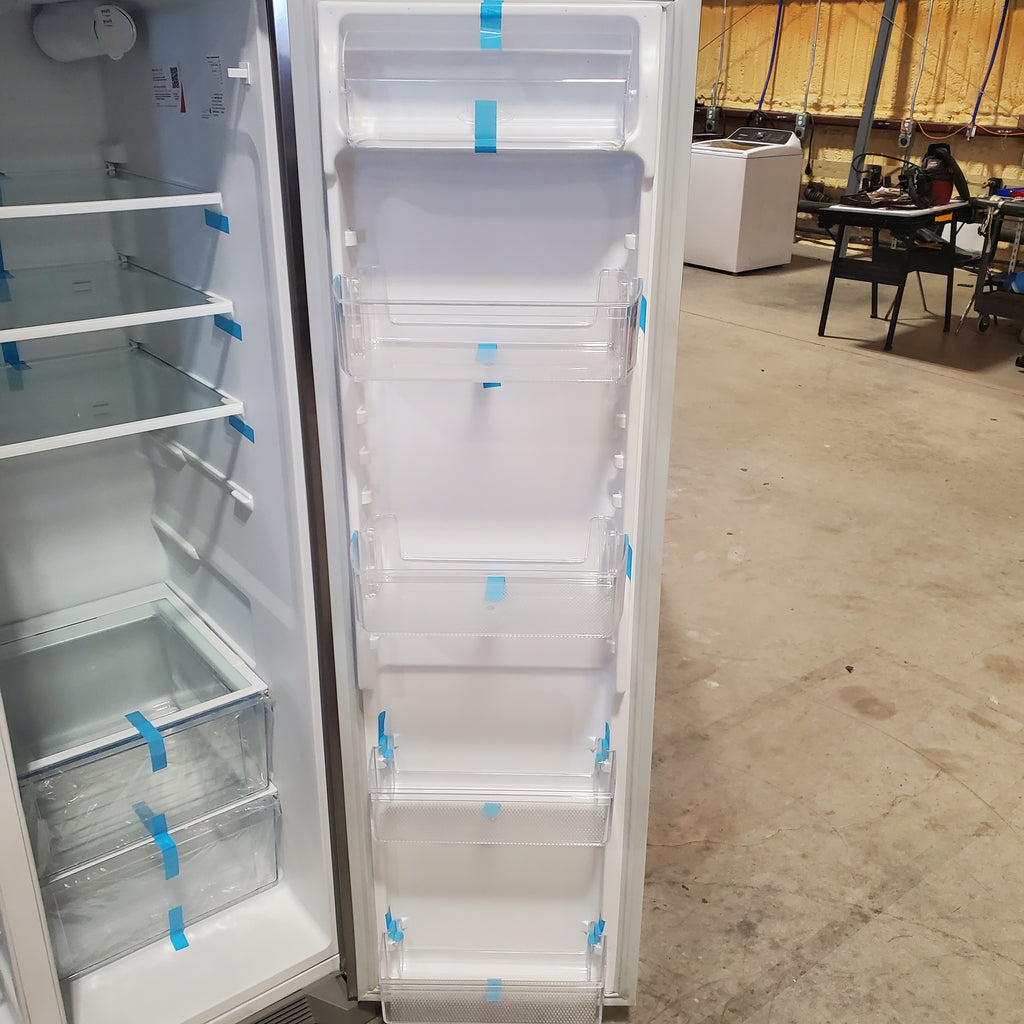 Frigidaire 25.6 cu. ft. ENERGY STAR Side by Side Refrigerator with Exterior Water and Ice Dispenser in Stainless Steel 3SD843 - FRSS2623AS - Scratch & Dent (Minor)