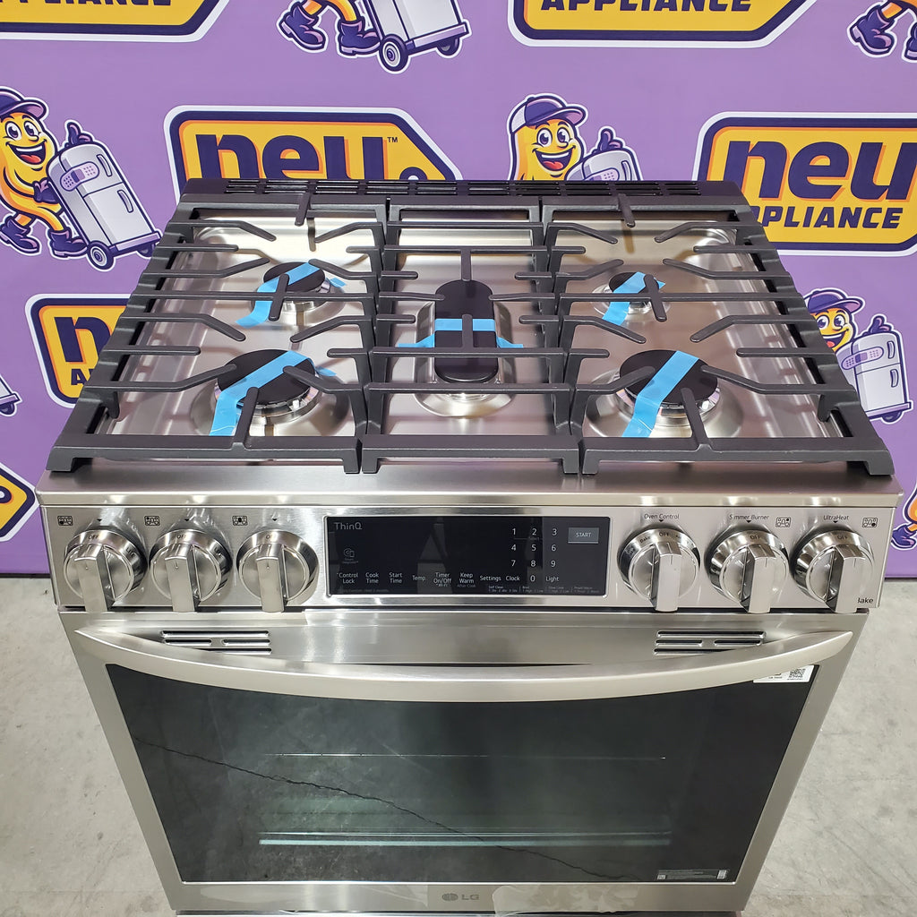 Pictures of LG 6.3 cu ft. Smart wi-fi Enabled ProBake Convection® InstaView® Gas Slide-In Range with Air Fry in Print Proof Stainless Steel 10SD34 - LSGL6335F - Open Box - Neu Appliance Outlet - Discount Appliance Outlet in Austin, Tx