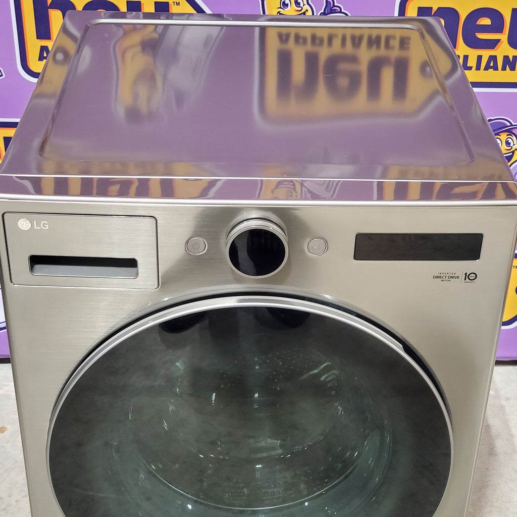 LG 4.5 cu. ft. Smart Front Load Washer with TurboWash® 360° and ezDispense® WM5700HVA - Scratch & Dent (MInor) and LG Smart Mega Capacity 7.8 Cu. Ft. Front Load Dryer with Dual Inverter Heat Pump Technology 16113 - DLHC5502V - Open Box