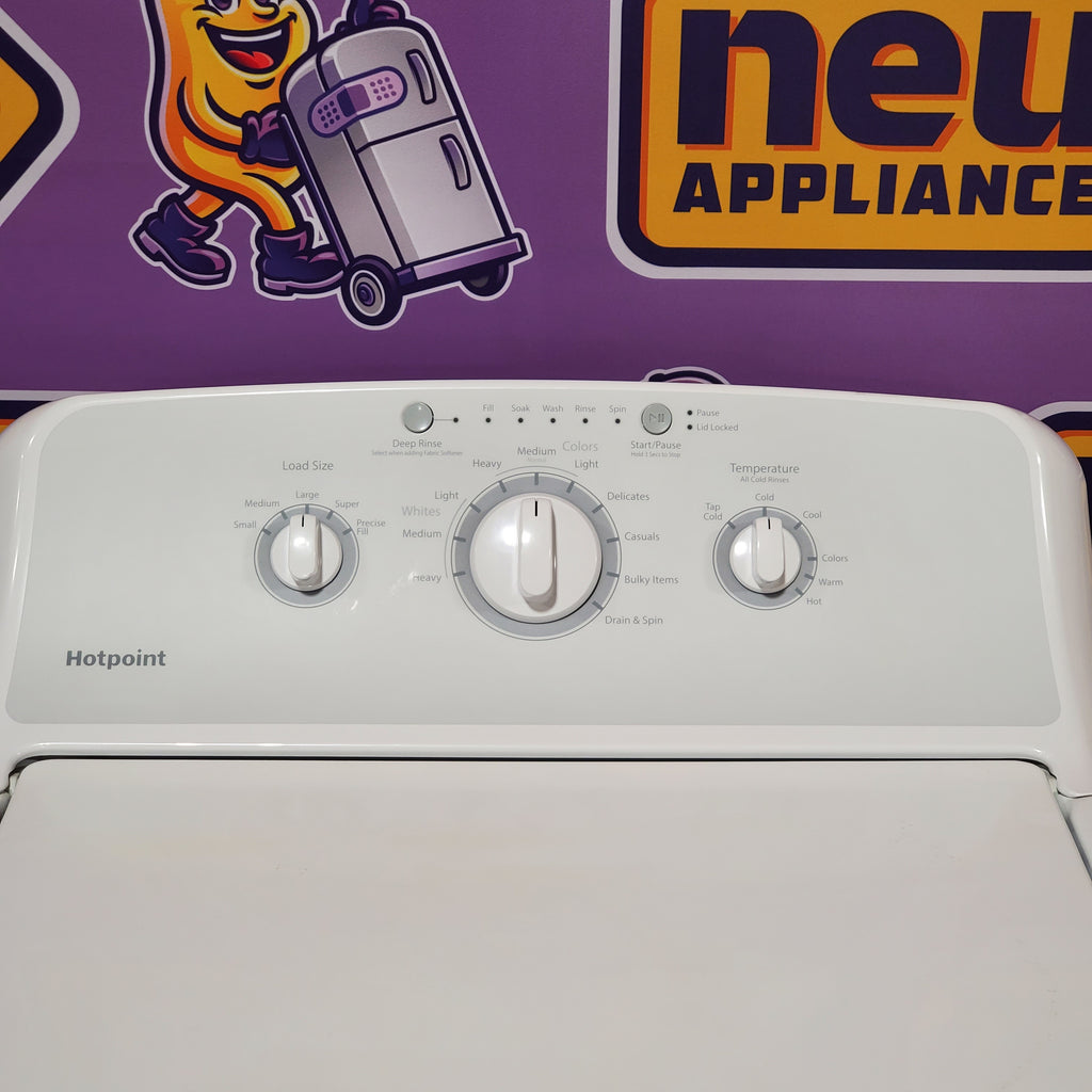Pictures of Hotpoint White Top Load 3.8 Cu. Ft. Washer with Stainless Steel Basket and Heavy Duty Agitator 1CR02139 - HTW240ASKWS - Certified Refurbished - Neu Appliance Outlet - Discount Appliance Outlet in Austin, Tx
