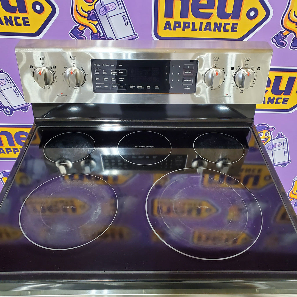 Samsung 30-in Glass Top 5 Elements 5.9-cu ft Self-Cleaning Convection Oven Freestanding Electric Range in Stainless Steel 1CR02115 - NE597R0ABSR - Certified Refurbished