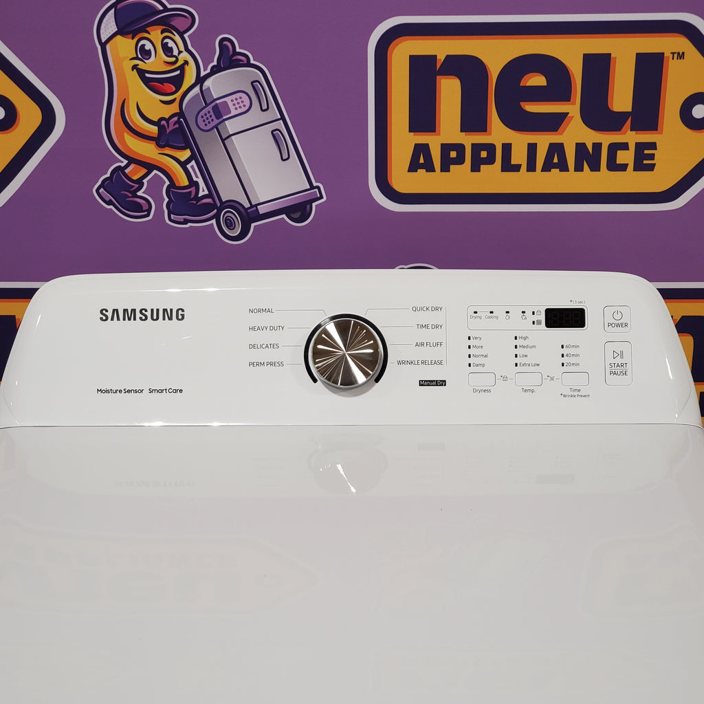 Pictures of Samsung 4.5 cu. ft. Top Load Washer with Vibration Reduction Technology+ in White WA45T3200AW - Open Box and Samsung 7.2 cu. ft. Electric Dryer with Sensor Dry in White 16120 - DVE45T3200W - Open Box - Neu Appliance Outlet - Discount Appliance Outlet in Austin, Tx