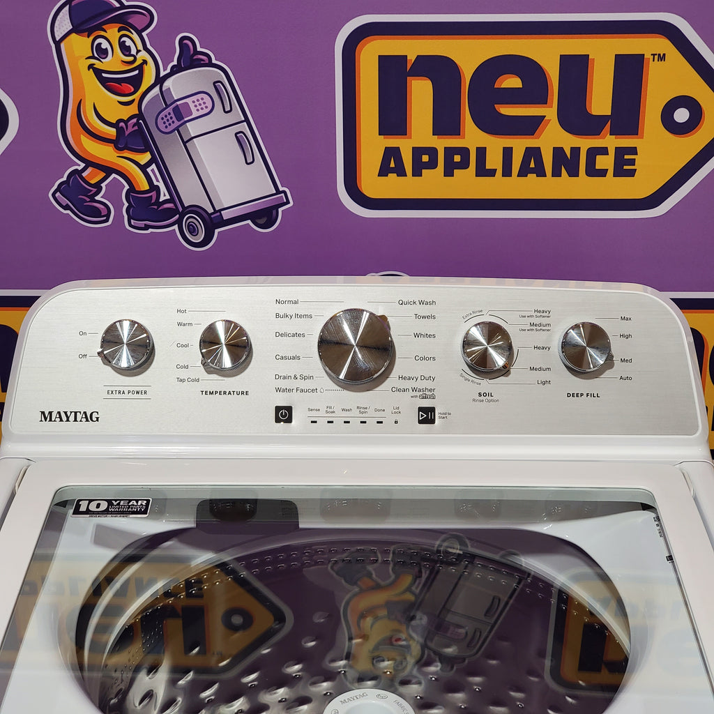 Pictures of Maytag Top Load 4.7 cu. ft. Agitator Washer with Extra Power and Deep Fill Option MVW5435PW - Open Box and MayTag 7.0 cu. ft. Top Load Electric Wrinkle Prevent Dryer 16090 - MED4500MW - Scratch & Dent (Minor) - Neu Appliance Outlet - Discount Appliance Outlet in Austin, Tx