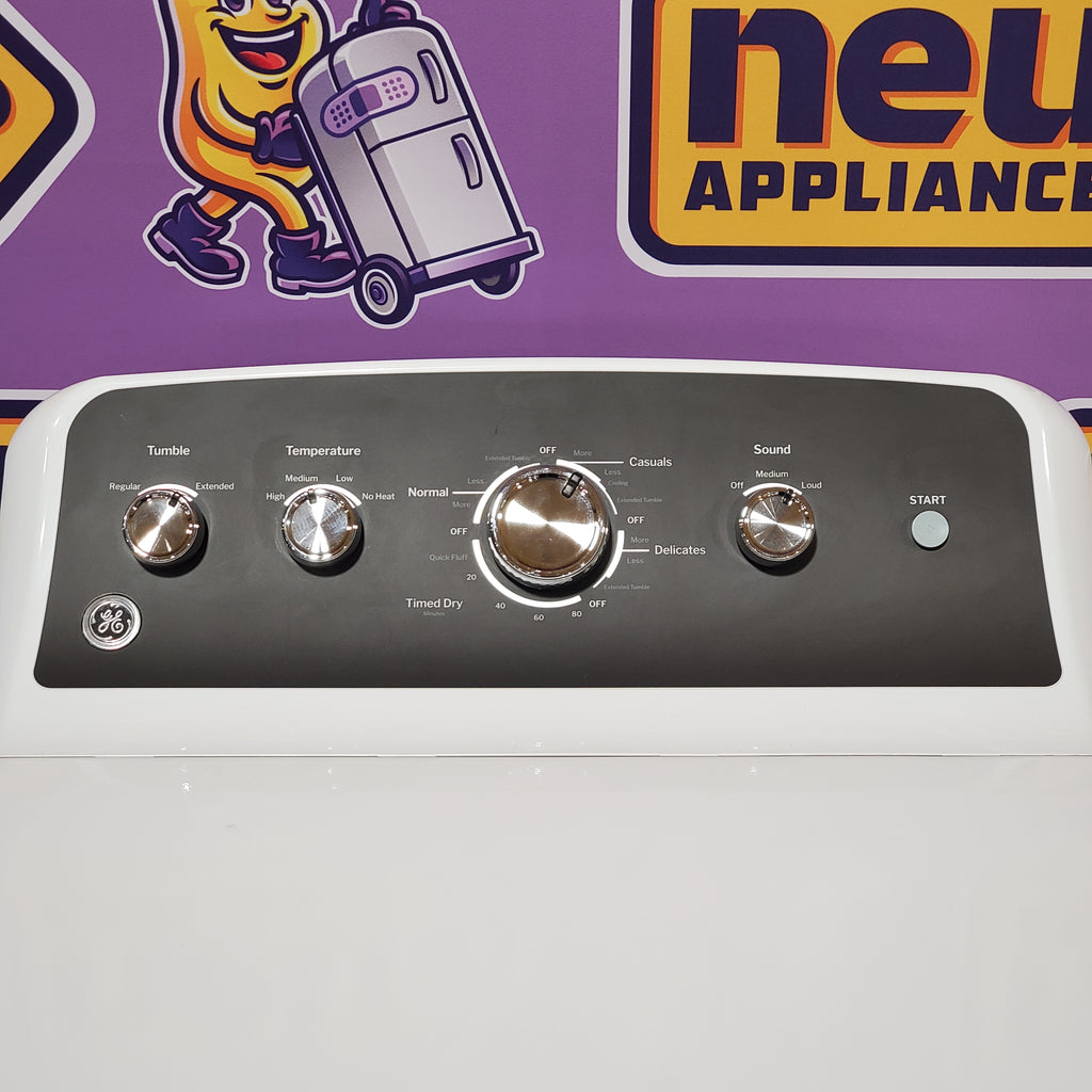 Pictures of GE® 4.5 cu. ft. Capacity Washer with Stainless Steel Basket GTW485ASWWB - Scratch & Dent (Major) and GE® 7.2 cu. ft. Capacity Electric Dryer with Up To 120 ft. Venting and Extended Tumble 16131 - GTD48EASWWB - Scratch & Dent (Minor) - Neu Appliance Outlet - Discount Appliance Outlet in Austin, Tx