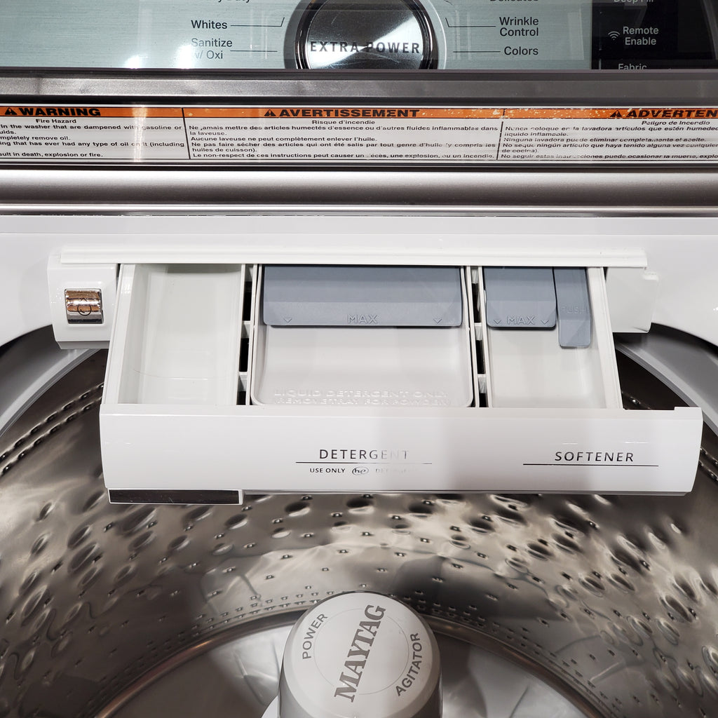 Pictures of Maytag Smart Top Load 5.2 Cu. Ft. Washer with Extra Power Button in White 1CR4058 - MVW7230HW - Certified Refurbished - Neu Appliance Outlet - Discount Appliance Outlet in Austin, Tx