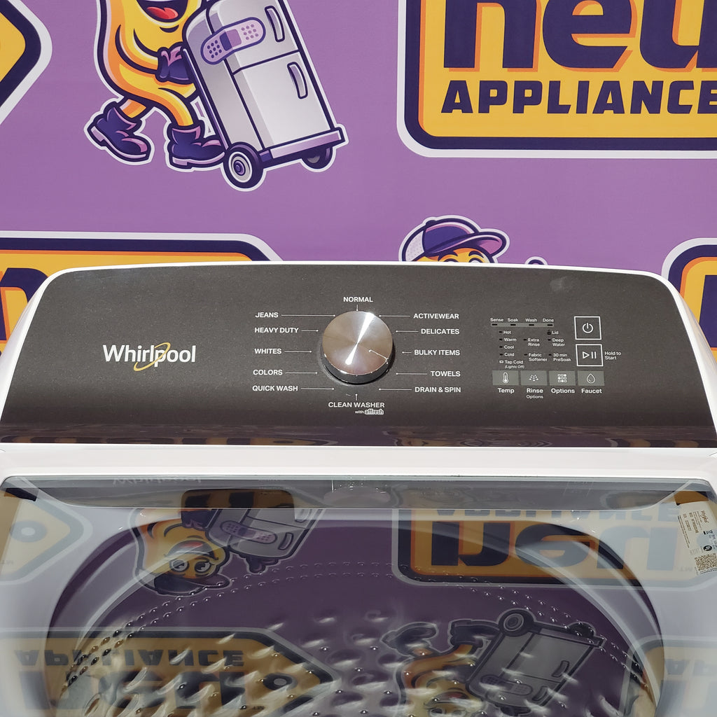 Whirlpool 4.6 Cu. Ft. Top Load Impeller Washer with Built-in Faucet WTW5020SW  - Scratch & Dent (Minor) and Whirlpool 7.0 cu. ft. Electric Dryer with Hamper Door 16091 - WED5010LW - Scratch & Dent (Minor)