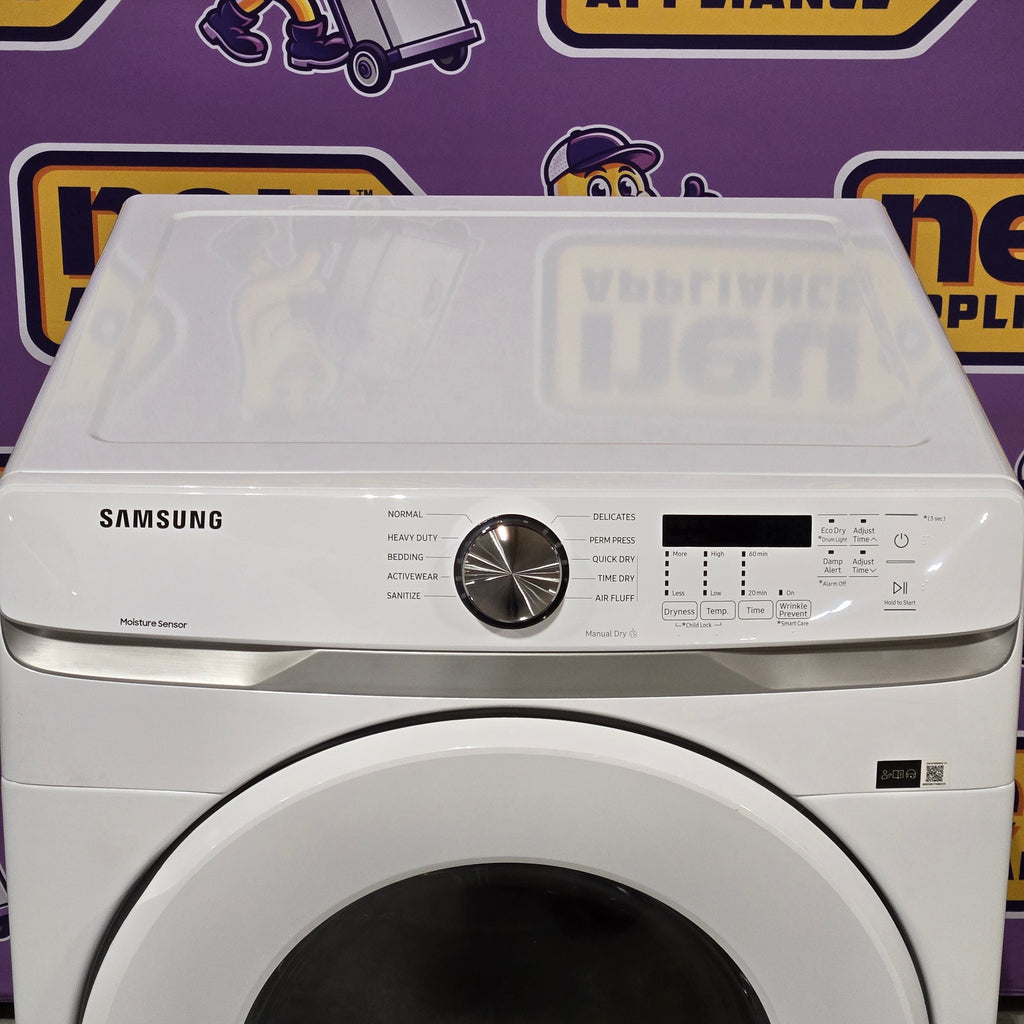 Samsung 7.5 cu. ft. Front Load Electric Dryer with Smart Care in White 6SD50 - DVE45T6000W - Scratch & Dent (Minor)