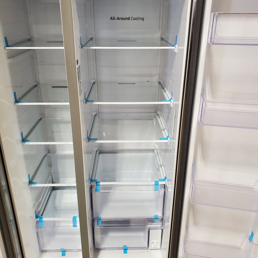 Samsung 27.4-cu ft Side-by-Side Refrigerator with Ice Maker in Fingerprint Resistant Stainless Steel 3SD770 - RS27T5200SR - Open Box