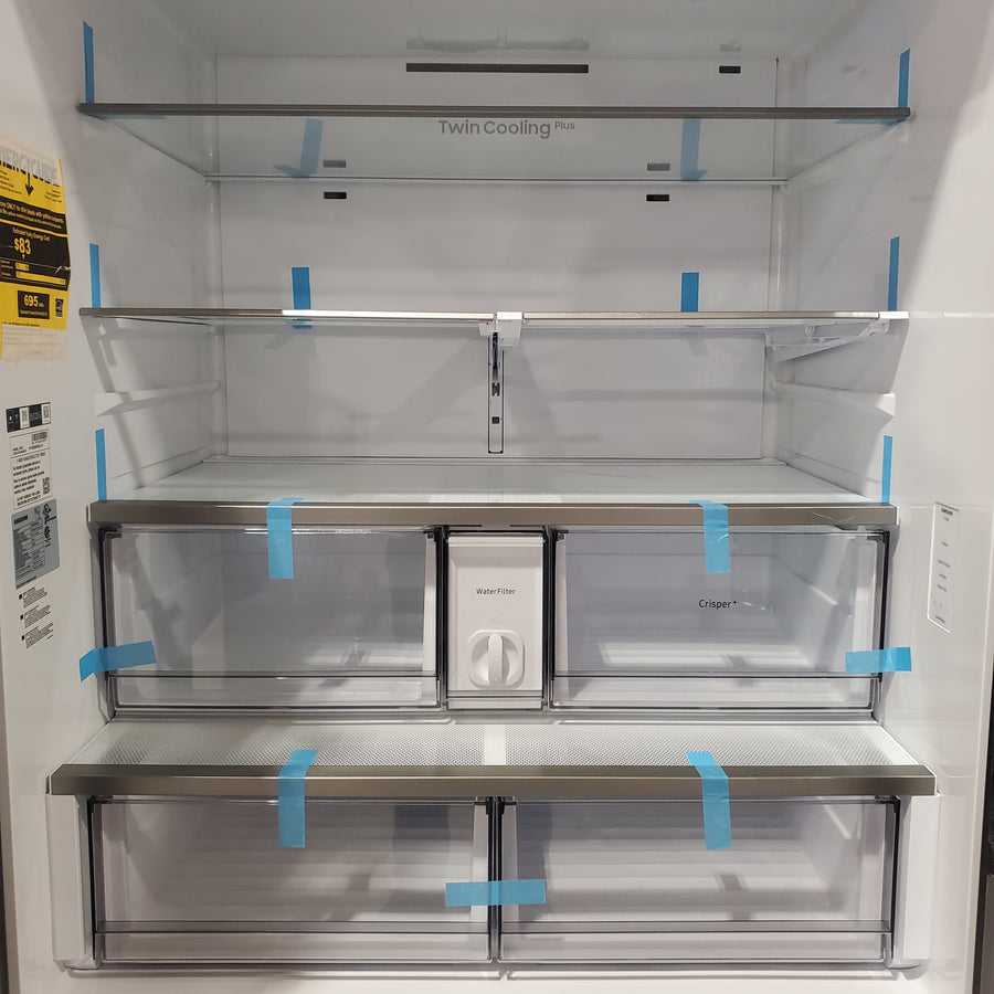 Samsung Bespoke 3-Door French Door Refrigerator (30 cu. ft.) with Beverage Center™ in Stainless Steel with Auto Fill Water Pitcher 251311SD1004 - RF30BB6600QL - Scratch & Dent (Major)