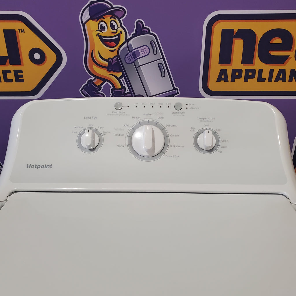 Pictures of Hotpoint White Top Load 3.8 Cu. Ft. Washer with Stainless Steel Basket and Heavy Duty Agitator HTW240ASKWS - Certified Refurbished - Neu Appliance Outlet - Discount Appliance Outlet in Austin, Tx