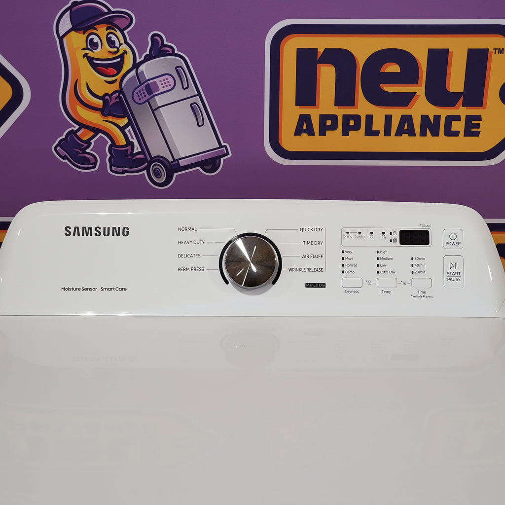 Samsung 4.5 cu. ft. Top Load Washer with Vibration Reduction Technology+ in White WA45T3200AW - Certified Refurbished and Samsung 7.2 cu. ft. Electric Dryer with Sensor Dry in White 16054 - DVE45T3200W - Open Box