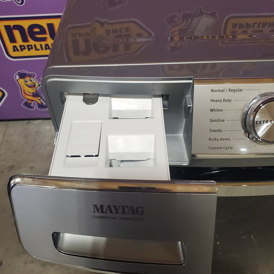 Maytag 5.0 cu. ft. Smart Front Load Washer with Extra Power and 24-Hr Fresh Hold® Option MHW8630HC - Scratch & Dent (Minor) and Maytag 7.3-cu ft Stackable Vented Electric Dryer Energy Star Certified MED5630HC - Scratch & Dent (Minor)