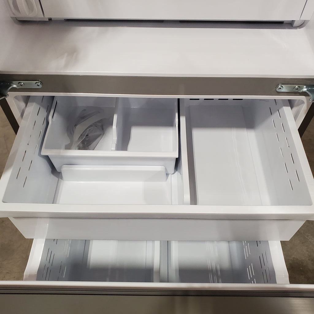 Samsung 25 cu. ft. 33" Wide Standard Depth 3-Door French Door Smart Refrigerator in Stainless Steel with Beverage Center and Dual Ice Maker 30132SD55 - RF25C5551SR - Scratch & Dent (Minor)