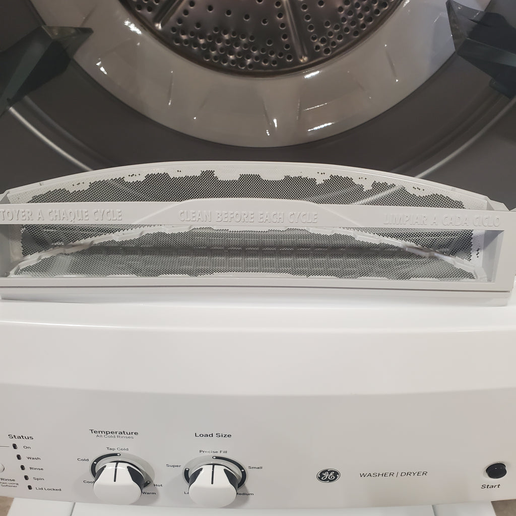 Pictures of GE Unitized Spacemaker® 3.8 cu. ft. Capacity Washer with Stainless Steel Basket and 5.9 cu. ft. Capacity Gas Dryer GUD27GSSMWW - Scratch & Dent - (Minor) - Neu Appliance Outlet - Discount Appliance Outlet in Austin, Tx