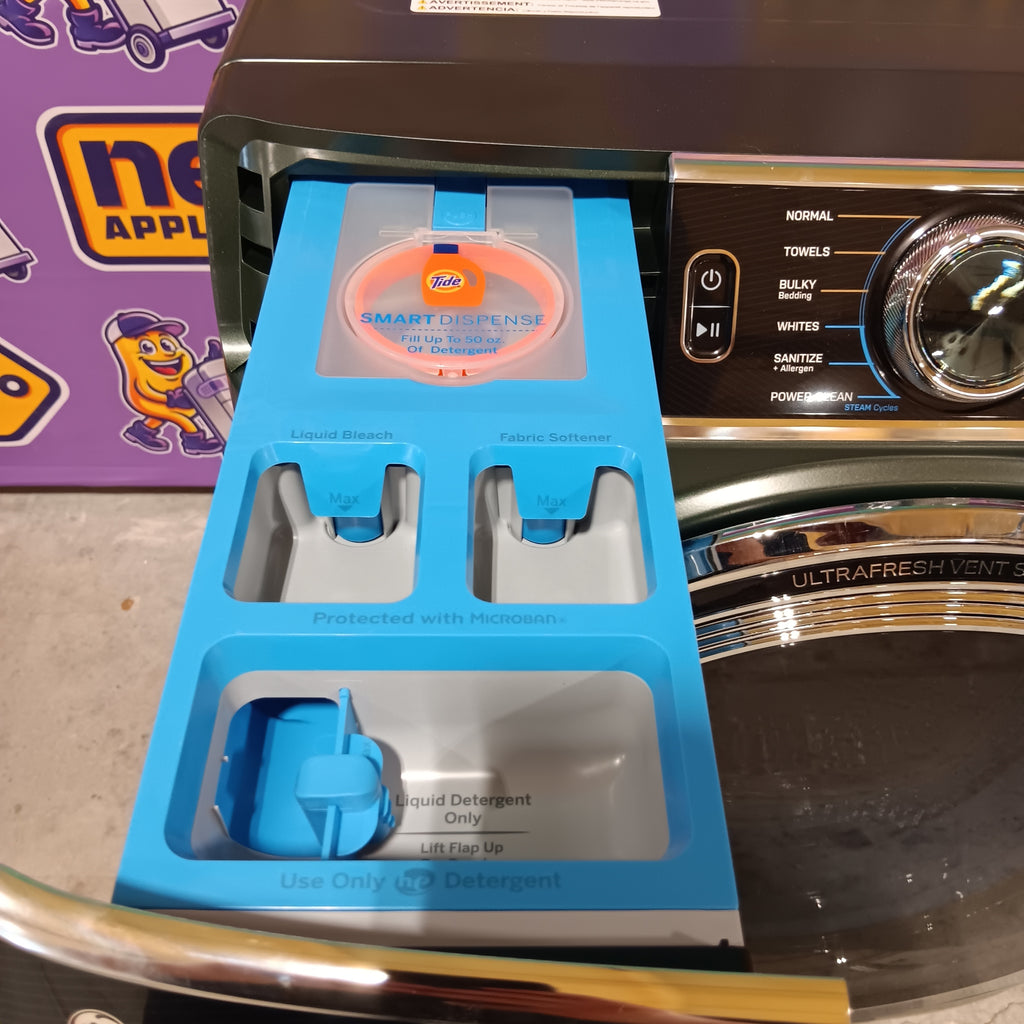 GE Profile™ 5.5 cu. ft. Capacity Smart Front Load ENERGY STAR® Steam Washer PFW955SPWGN - New Box and GE Profile 7.8-cu ft Stackable Vented Gas Dryer with Steam Cycle in Carbon Graphite 16204 - PFD95GSPWDS - Scratch & Dent (Minor)