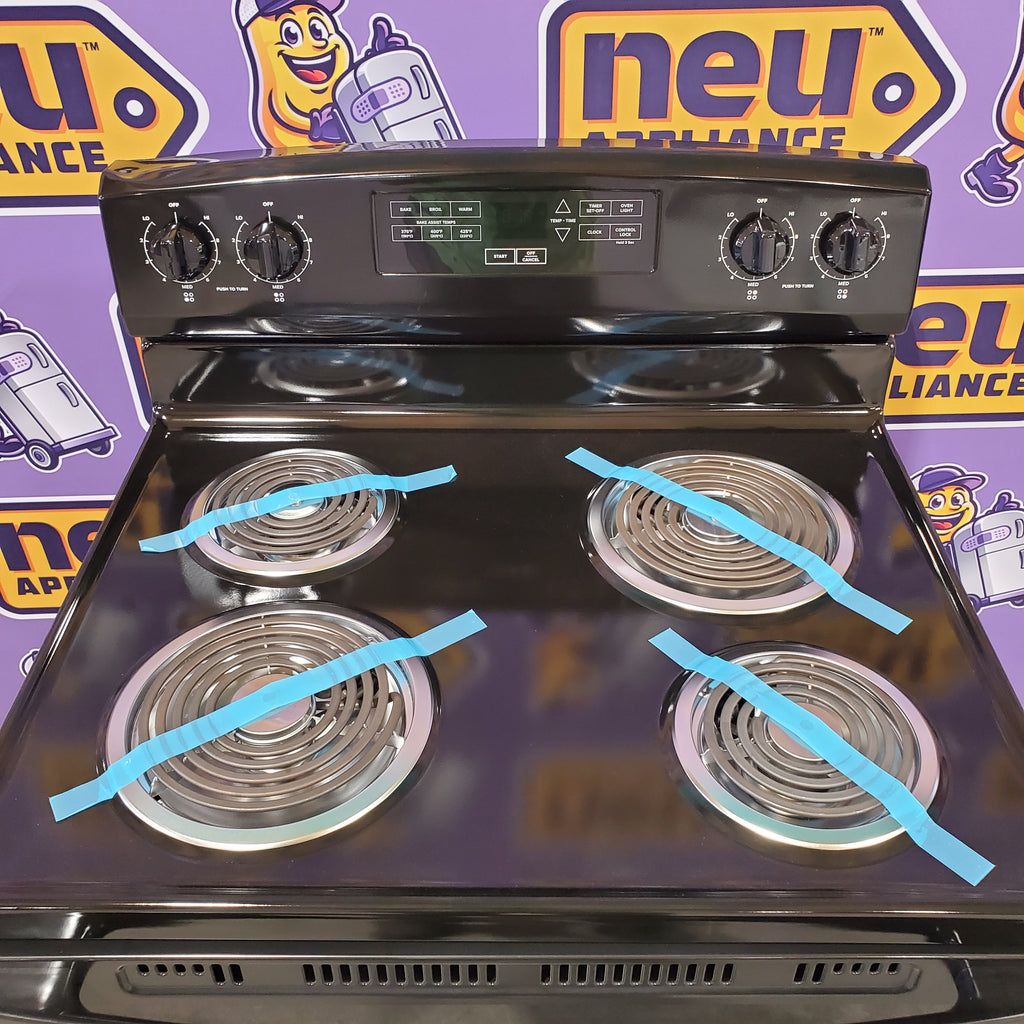 Pictures of Amana 30-inch Electric Range with Temp Assure Cooking System in Black ACR4303MFB8 - Open Box - Neu Appliance Outlet - Discount Appliance Outlet in Austin, Tx